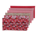 6Pcs Red Floral Cotton Fabric Bundle Upholstery Charms Quilt Fabric Offcuts