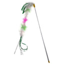 Funny Colorful Feather Tease Cats Dangle Rods Playing Pet Toys(Rose Red)