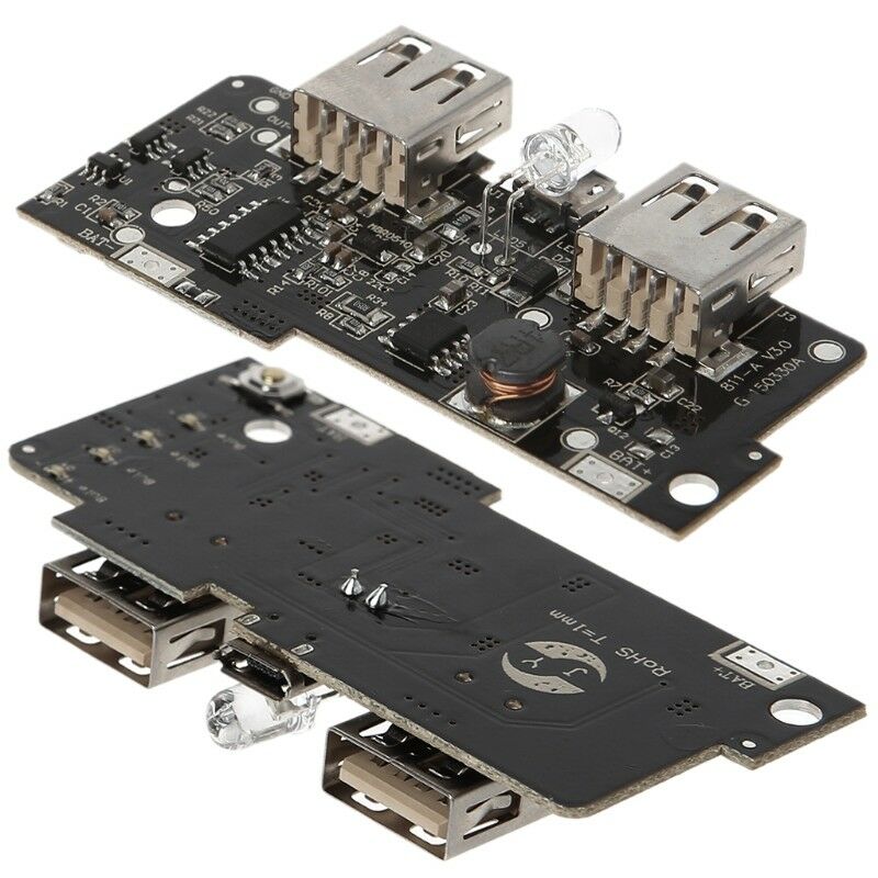 DIY 5V 2A Power Bank Charger Module Step Up Boost Dual USB LED PCB Circuit Board