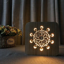 Snowflake Mode Wooden Night Light Bedroom Decor Lights Usb Light Switch Gif