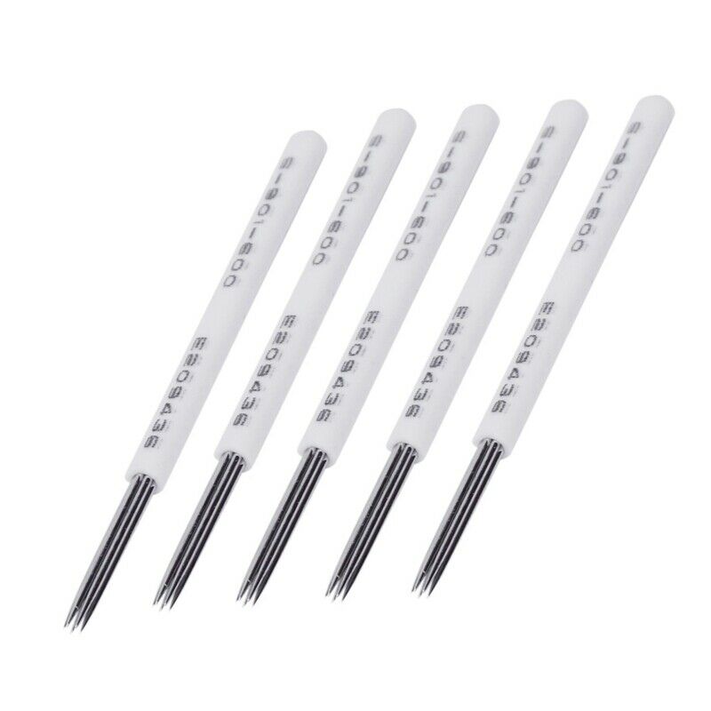 50 Pcs Permanent Makeup Needles Eyebrow Microblading Round Needles Eyebrow  A4E6