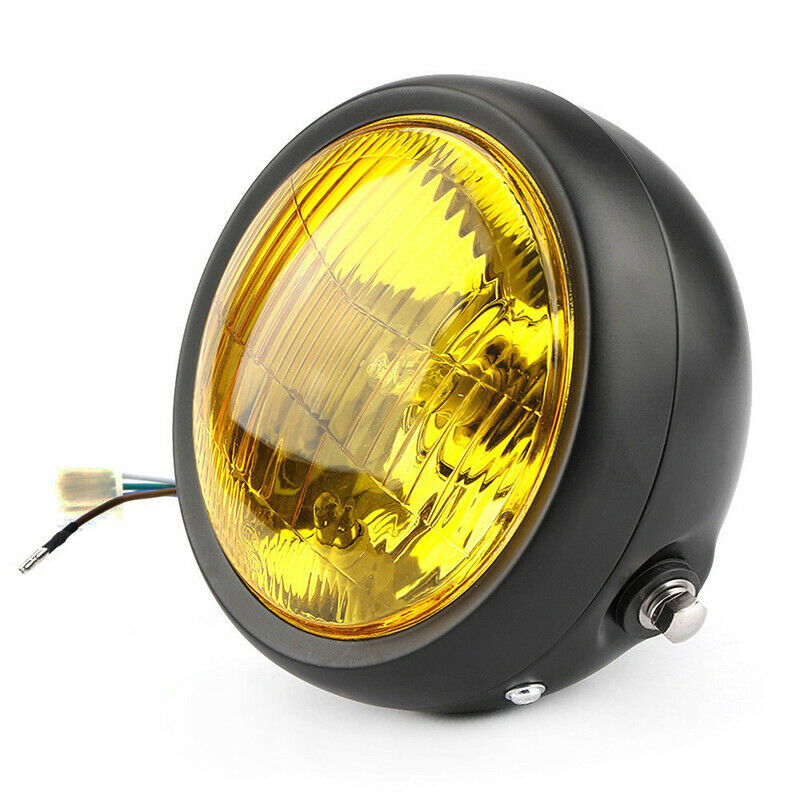 Motorcycle Black Metal Retro Front Headlight For GN125 Cafe Racer Bobber Cus BX