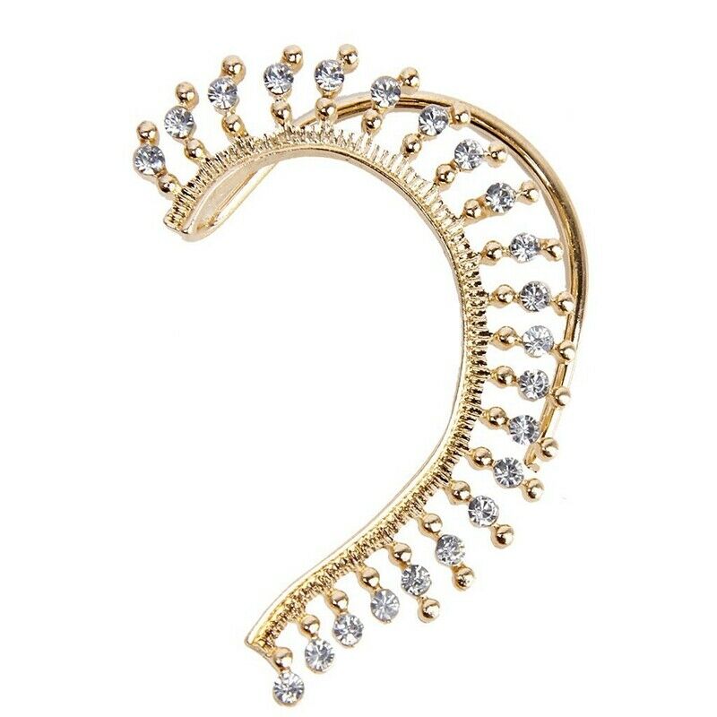 1 Piece Rock Punk Clear Rhinestone Decor Ear Cuff Enclose Earrings for Left X3L6