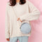 Small Round Messenger Bags Women Plush Shoulder Crossbody Handbags (Gray)
