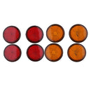 4 Set 8x Universal Motorcycle Round Reflector 2 inch Mounted Amber Red & Orange