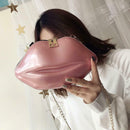 Lips Women PVC Handbags Chain Messenger Bags Shoulder Party Clutch (Pink) SN9F