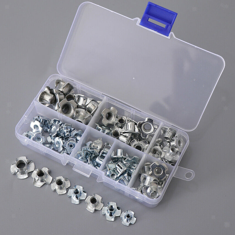 80Pcs- M3 M4 M5 M6 M8 T Nut Nuts Tee TNut TNuts Blind 4 Prong