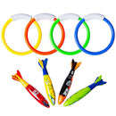8 Pcs Underwater Swimming Pool Diving Rings, Diving Throw Torpedo Bandits T