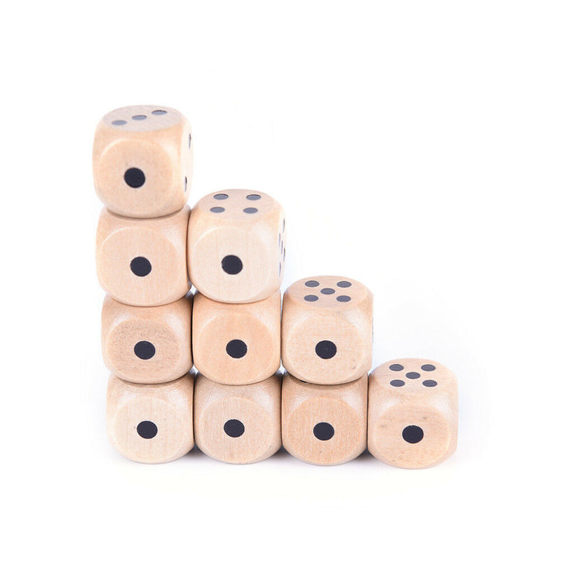 10Pcs Wood Dice 20Mm Kid Toys Game 6 Sided Dice Point Style Set OZ