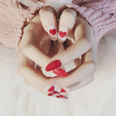 red heart acrylic nail tips short false nails art fingernails 24pcs/set -Q
