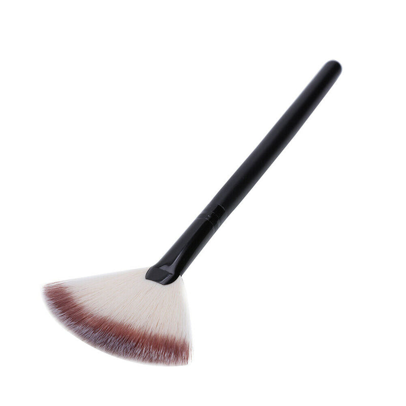 Fan Shape Face Makeup Brush Foundation Base Cheek Blush Powder Pen (Brown) A