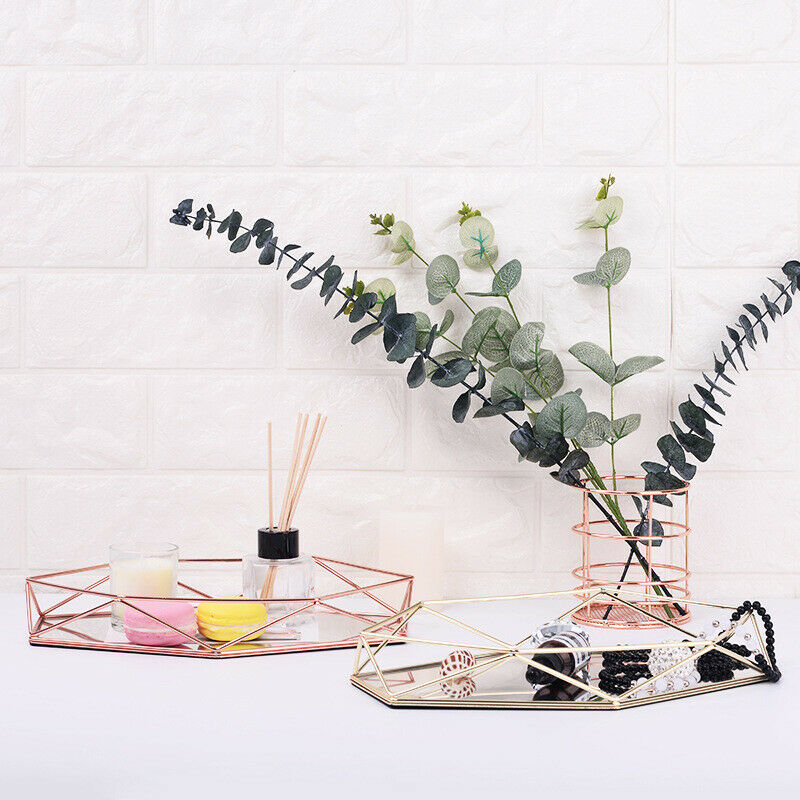 Nordic Style Glass Copper Geometry Hexagon Storage Basket Boxes Simplicity  Z2V7