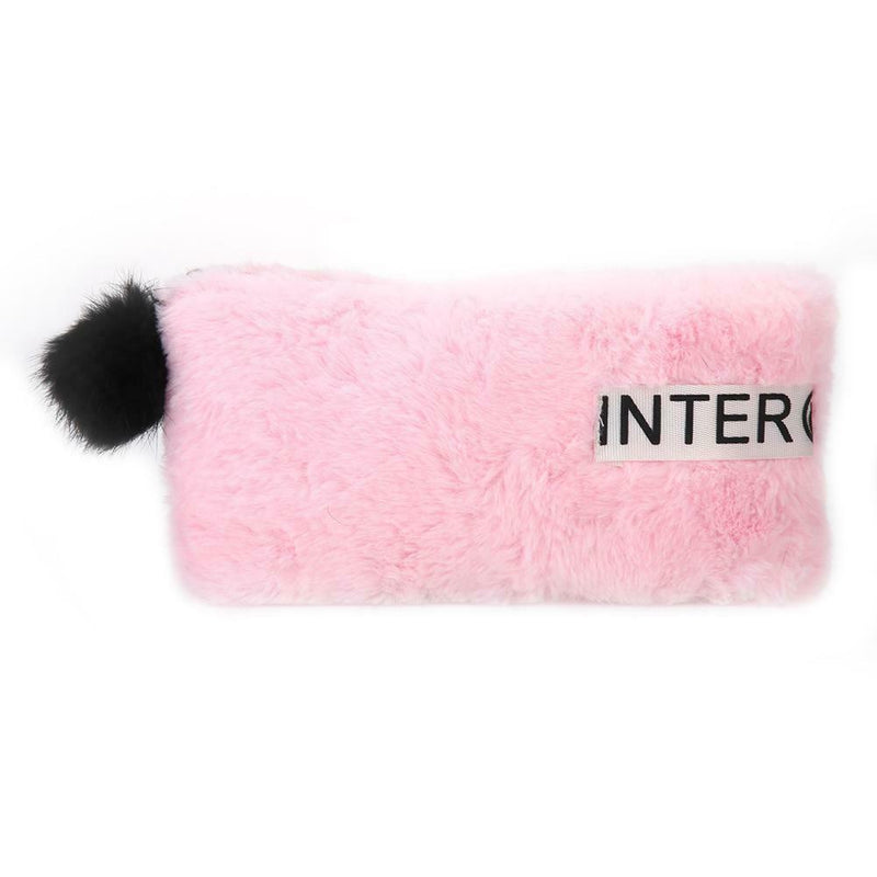 Cute Soft Plush Pencil Bag Stationery Cosmetic Pouch Student Supply (Pink) A