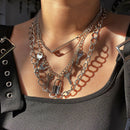 Gothic Big Lock Key Angel Pendant Necklace Punk Hip Hop Choker Necklace Jew3 Gw