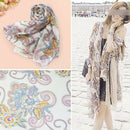 Retro Bohemian Totem Flowers Shawl Long Neck Wrap Women Lady's Scarf