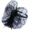 Flower Feather Fascinator Headband Hat Wedding Prom Ladies, Black