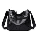 Fashion Messenger Bag Women Leather Multi Pocket Shoulder Handbag (Black)