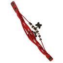 Weave Wrap Around Leather Bracelet Lady Woman Wrist Watch (Red Butterfly) E2I8