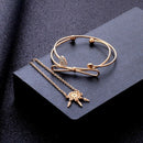 3PCS/Set Lady Heart Tie Adjustable Open Bangle Elegant Crystal Bracelets J WHY