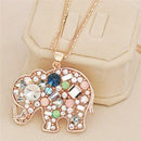 Fashion Crystal Lucky Lovely Elephant Necklace Pednat Necklase Long Chainã€
