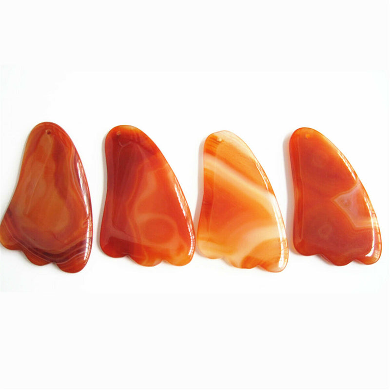 Natural Agate Carnelian Guasha Board Body And Face SPA Massage Tools Acupuncture