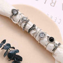 10Pcs/set Retro Women Geometric Crystal Gem Leaves Finger Knuckle Rings Jew C6D6