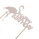 flamingo "happy birthday" cake cup toppers birthday decor kids party supp T MWES
