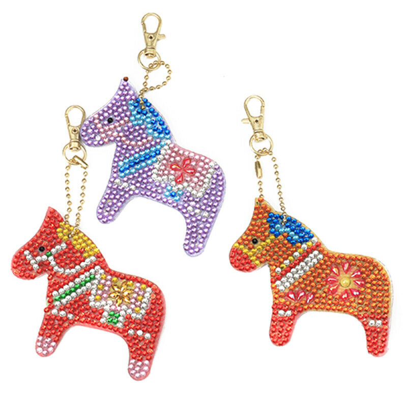 5X Crystal Rhinestone Horse Pendant Car Keyring Bag Keychain Key Ring Chain Gift