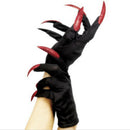 Scary Devil Gloves with Red Glitter Nails Halloween Party Fancy Dress