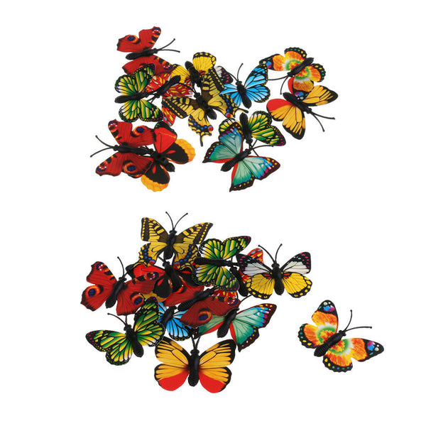 24x Realistic Plastic Butterflies Figures Garden Ornaments for