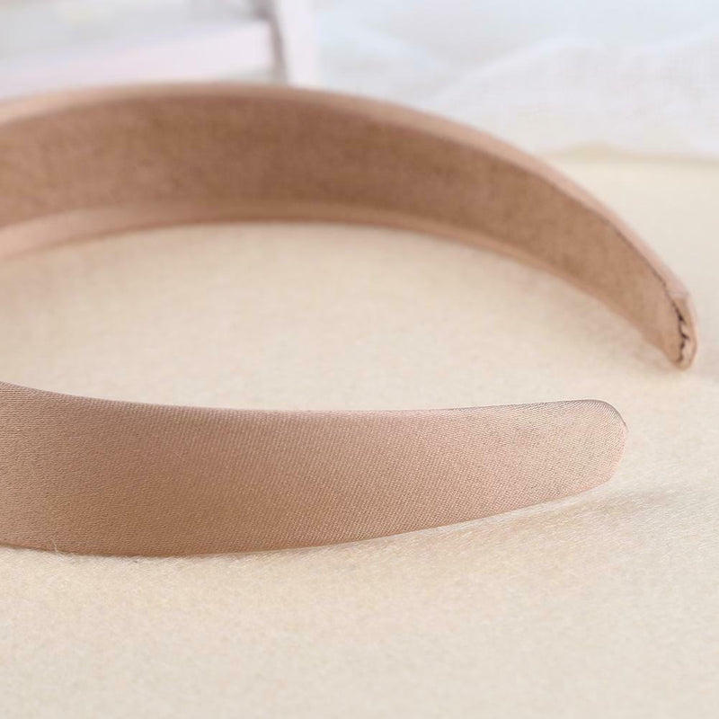 Solid Color Hair Hoops Simple Headband Women Girls Wide Hairband (Beige)