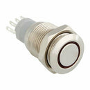 12V Red LED Metal Switch Push Button Latching Momentary 16mm S3L4