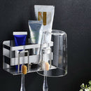 Stainless Steel Toothbrush Holder Wall Type Toothpaste Cup Storage Bathroom