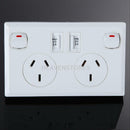 Dual USB Port Wall Socket Charger DC Power Receptacle Outlet Plate Panel AU Plug