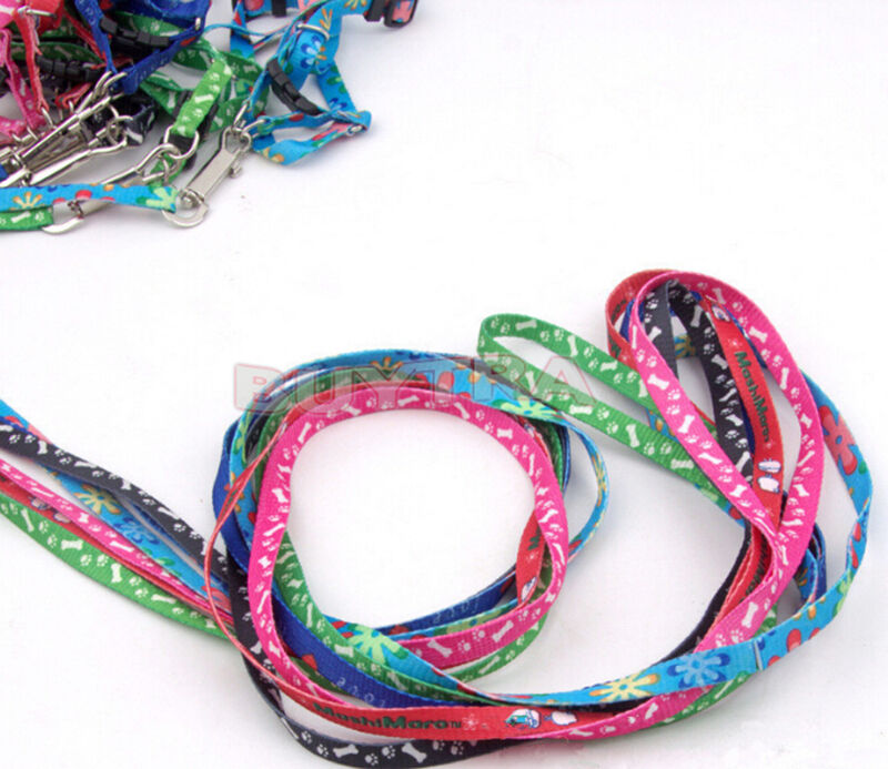 Small Dog Puppy Cat Rabbit Kitten Nylon Harness Collar Leash Lead AdjustableJR