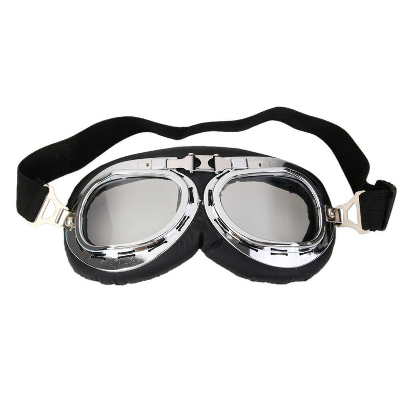 Men's Motorcycle Motorbike Open Face Helmet Visor with Goggles Plain Black Matt