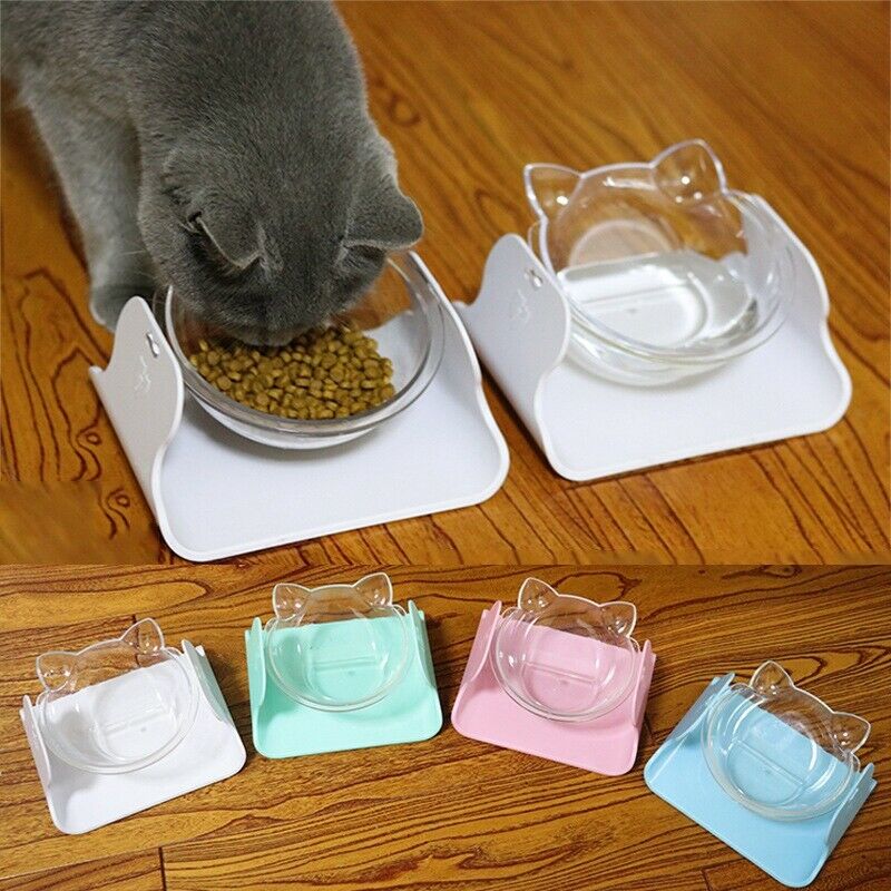 Pet Bowl Adjustable 15 Degree Inclined Cat Rice Bowl Cat Food Water Bowl Tr F7J4