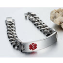 Unisex Stainless Steel Chain  Alert ID Cuff Bracelet Bangle Wristband