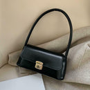 Classic Women Handbag PU Leather Retro Shoulder Bag Shopping Totes (Black)