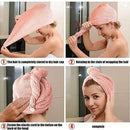 2pcs Cotton Dry Hair Cap Fast Drying Shower Towel Wrap Hat Bathroom Supply