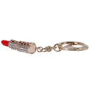 Fashion Cute Alloy Crystal Lipstick Keychain Red V3W9