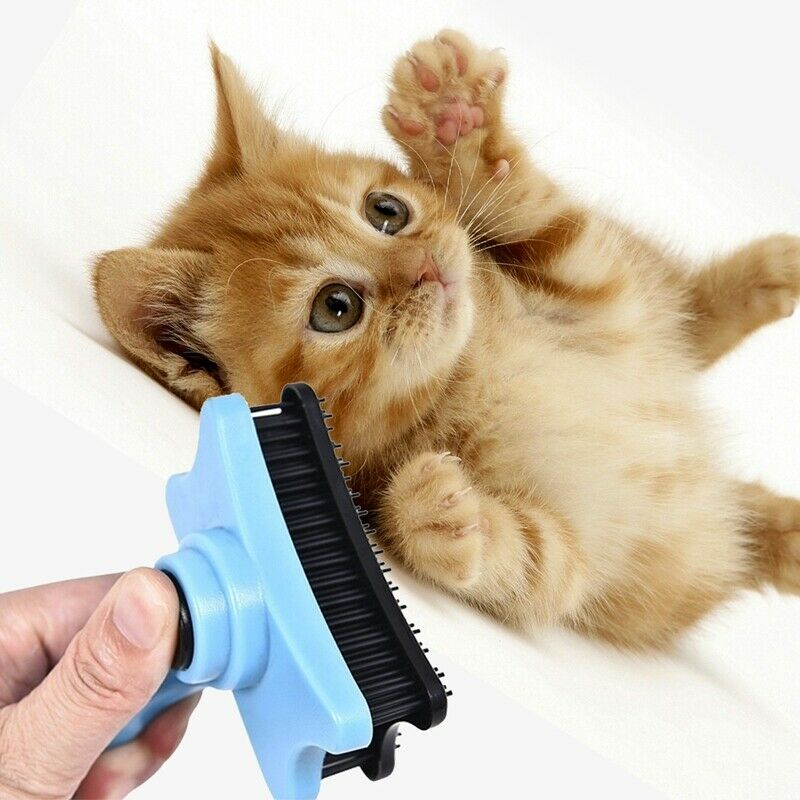 Pet Brush Hair Fur Shedding Trimmer Grooming Rake Comb Brush Tools-Blue