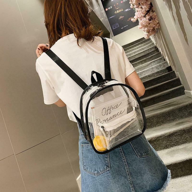 Women Satchel Backpacks School Bags Girls Clear Shoulder Bags (Transparent)