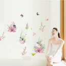 Flowers Background Wall Stickers Removable Creative Self-Adhesive Watercolo