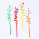4pcs Drinking Straws Cartoon Flamingo PVC Juice Straws Hawaii Party Table Dec Gw