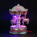 Romantic Crown Music Box Emit Clockwork Carousel Kid Birthday Gift(Pink) A