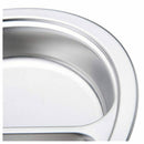 Stainless Steel 3 Sections Round Divided Dish Snack Dinner Plate Diameter 24E2X8