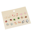 9 Pairs Small Multiple Animal Ladybug Stud Earrings Set For Girls Kids
