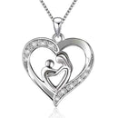 New Mother's Day Gift Mom Child Heart Pendant Chain Jewelry Necklace Love H0B6