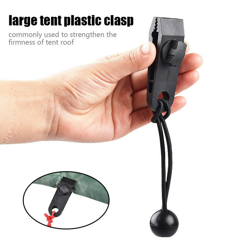 10x Tent Clip Heavy Duty Awning Clamp Tarpaulin Strap Bungee for Camping